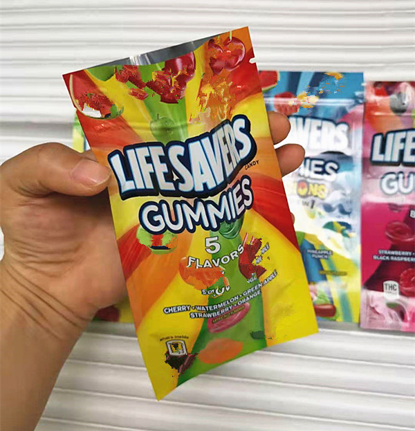 

empty lifesavers gummies mylar bag resealable zipper edibles package 4 designs
