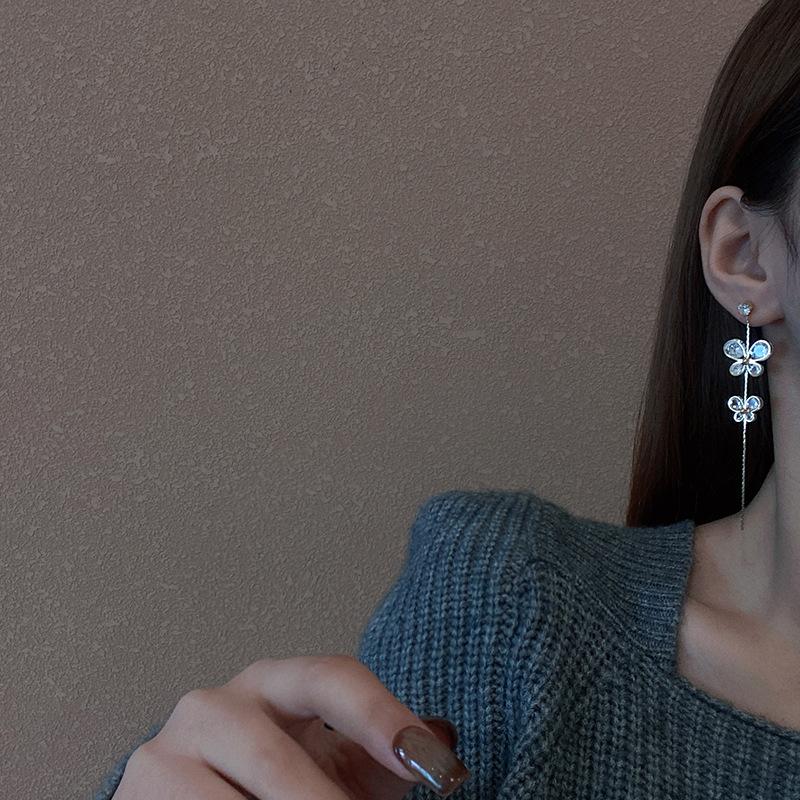

Dangle & Chandelier S925 Silvers 2022 Zircon Flower Butterfly Earrings Long Tassel Bohe Classic Jewellery For Woman Fashion
