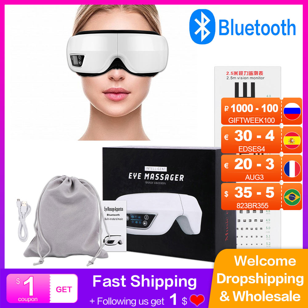 

Vibration Eye Massager Pressure Therapy Eye Care Beauty Instrument Fatigue Relieve Hot Compress Massager Bluetooth Eyes Massager