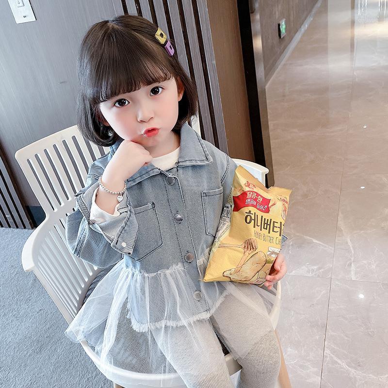 

Jackets Girls Denim Coat 0-9 Years Old Children's Clothing Long Sleeve Spring And Autumn Baby Kids Clothes Korean Solid Jacket, Blue;gray
