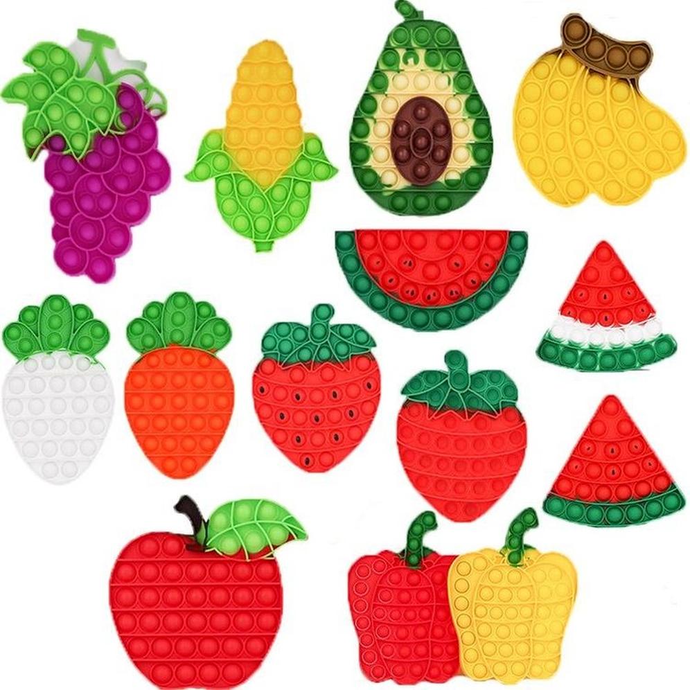 

DHL 20 Style Fruits And Vegetables Fidget Toys for Children Adults Toy Kids Fun Push Bubble down Anti stress Girls Boys Birthday Gift