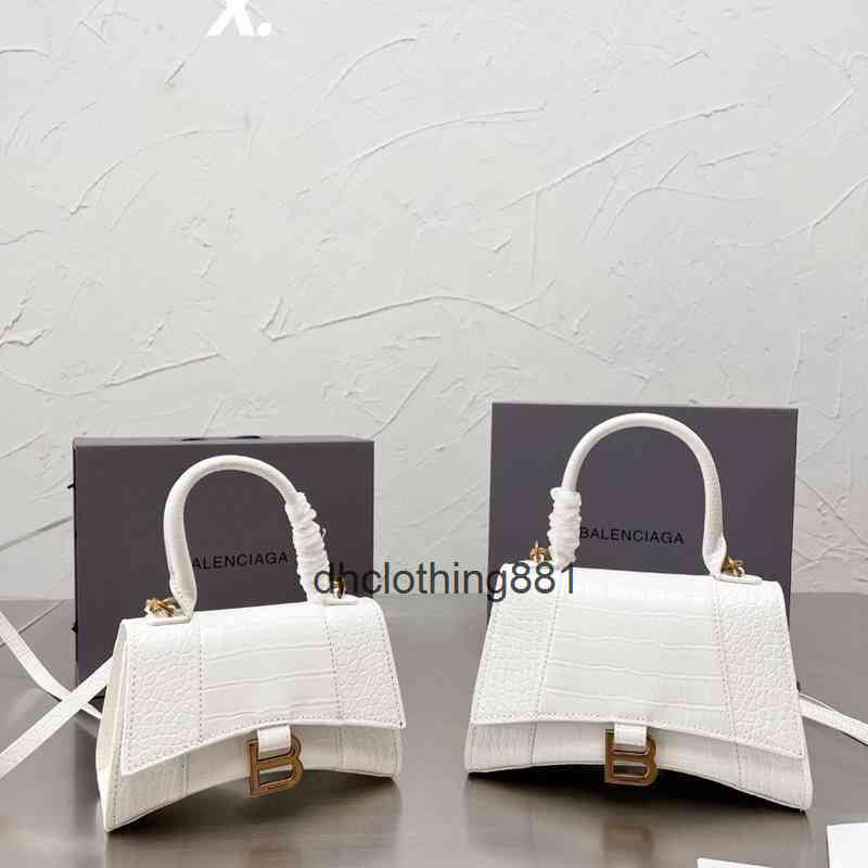 

Bags Handbags Designer Bag Family 2022 Hourglass High Version Leather Women's Handag Crocodile Pattern SingleBalencaigass handbag, White crocodile black label