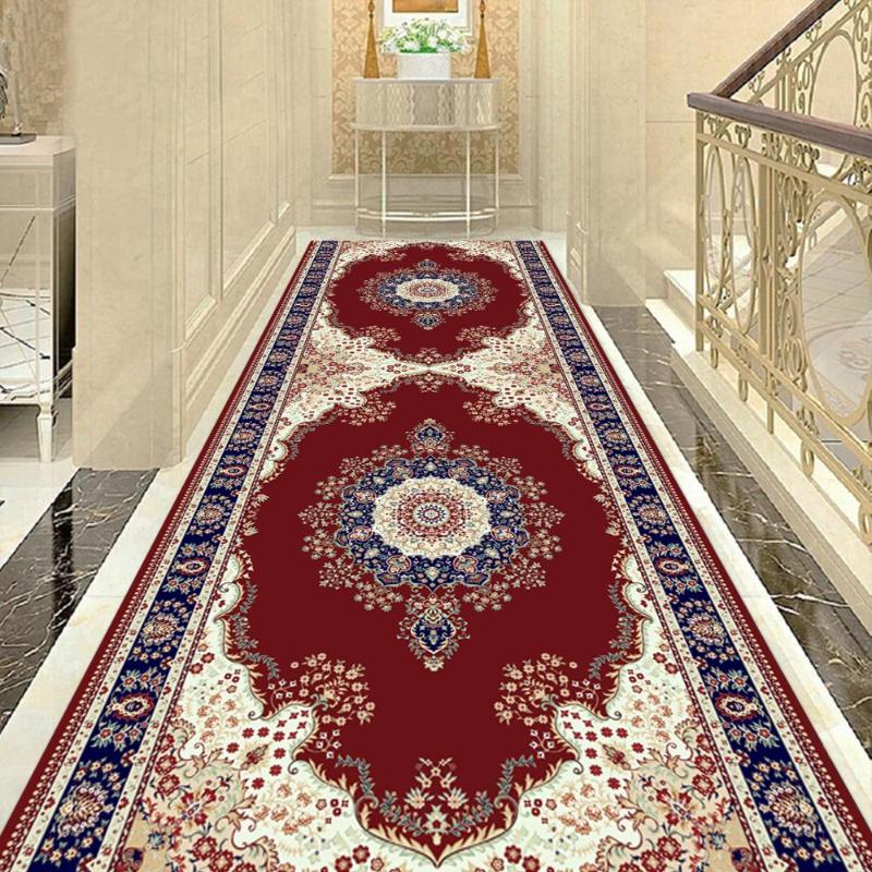 

Carpets National Style Floral Living Room Carpet Flannel Bedside Floormat Bathroom Mat Moroccan Corridor Area Rug Dining