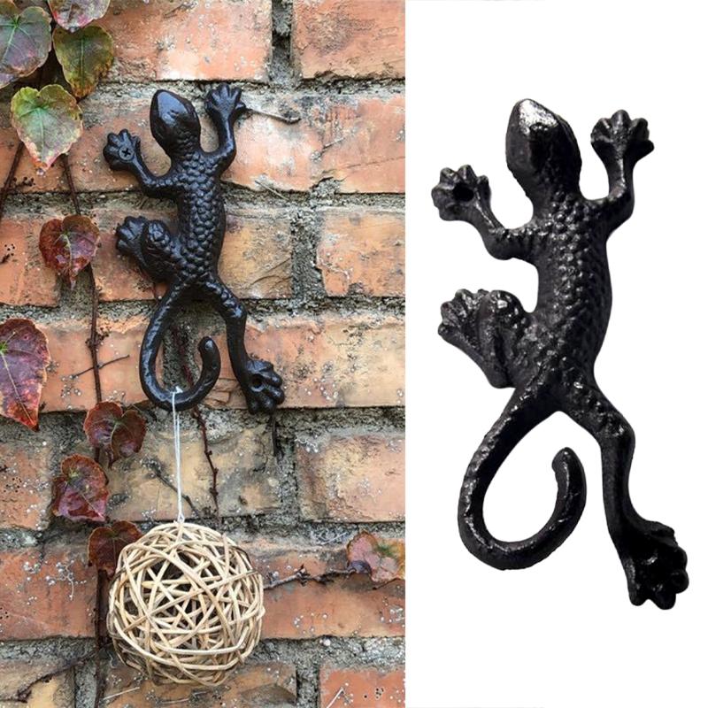 

Hooks & Rails Home Decor For Hanging Plants Heavy Duty Bathroom Wall Mounted Gecko Shape Cast Iron Rustic Key Holder Garden Hook Balcony