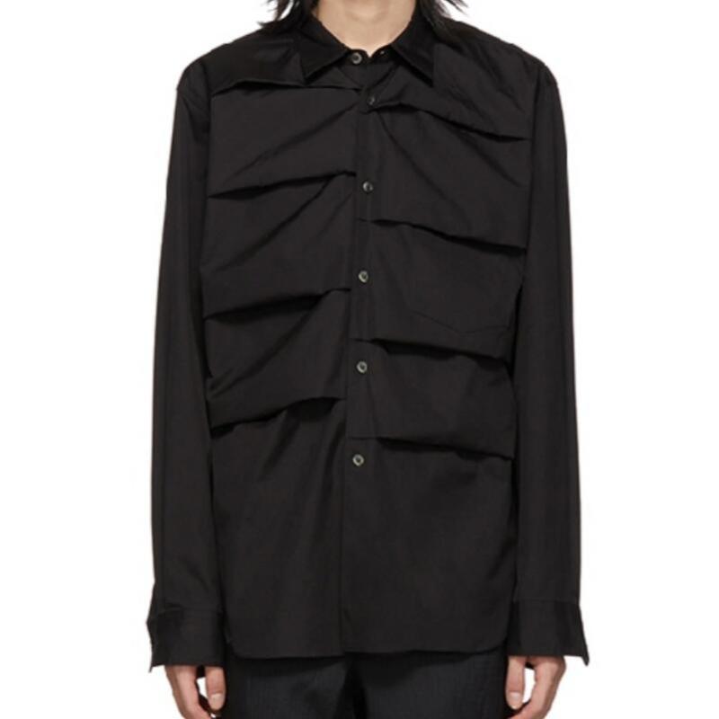 

Men' Casual Shirts / Summer Fashion Personalized Customization Large Size Slim-fit Cotton Long-sleeved Shirt/-6XL, Black