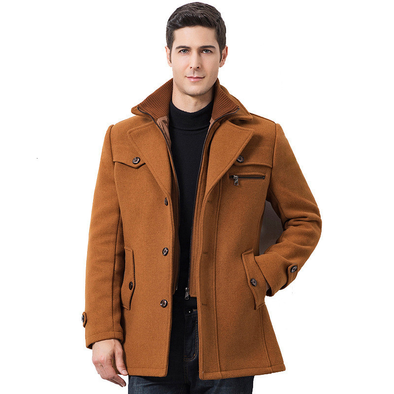 

men's jackets wool coat, double-breasted thick woolen jacket, solid-colored male mostly fine for autumn and winter 5wvd, Black;brown