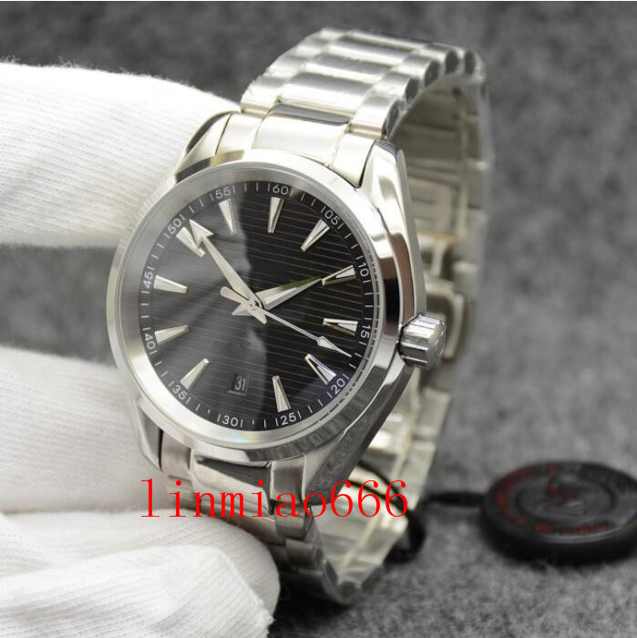 

2021 silver dial watch 150m 42mm automatic mechanical stainless glass back sports sea mens watches, Slivery;brown