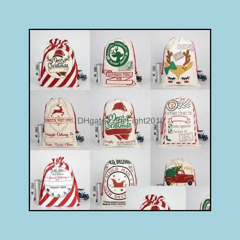 

Decorations Festive Party Supplies Home & Garden2021 Christmas Gift Bags Large Organic Heavy Canvas-Bag Santa Sack Dstring Bag With Reindeer
