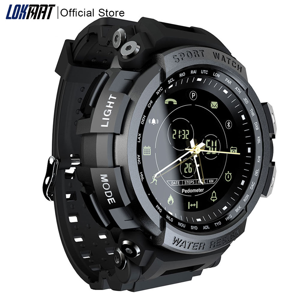 

New LOKMAT SmartWatch Sports 50m Waterproof Bluetooth Call Reminder men Smart Watch For ios and Android phoneg, Black