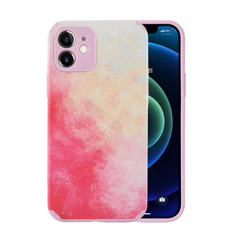 

Soft Silicone Watercolor Phone Cases For iPhone 12 11 Pro Max Xs Xr 7 8 Plus Colorful Leather Back Cover, Mixed color