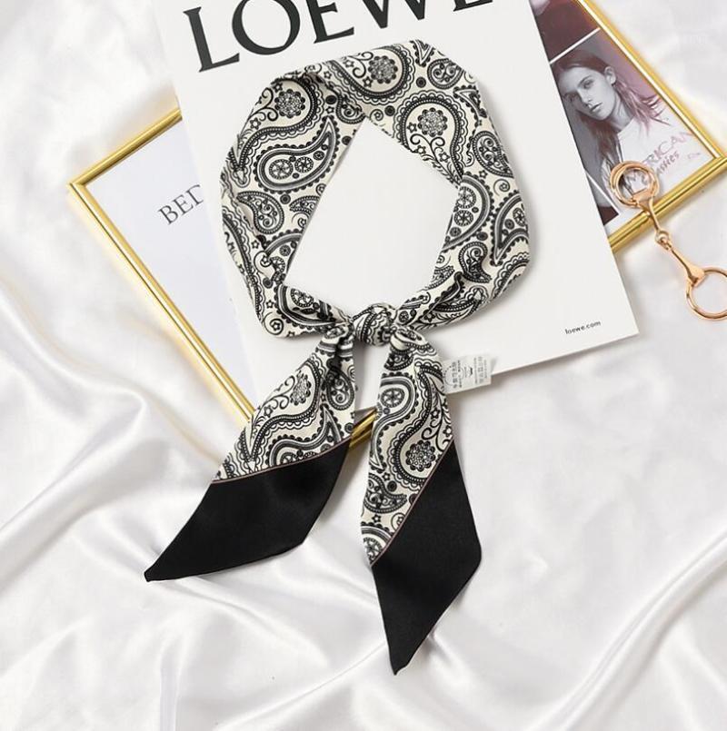 

Scarves 6*100cm Long Skinny Silk Neck Scarf Women Cashew Print Hair Band Bag Lady Collar Tie 2021 Design Foulard Headband, Blue;gray