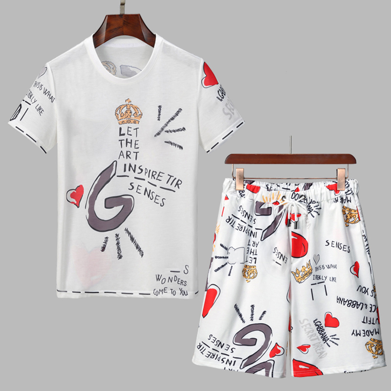 

2021 Mens Tracksuit Summer Sweatshirts Sweat Clothing Men short Tracksuits Jackets Sportswear Sets Jogging Hoodies Suit Fashion Gym Bee Prin, Gray