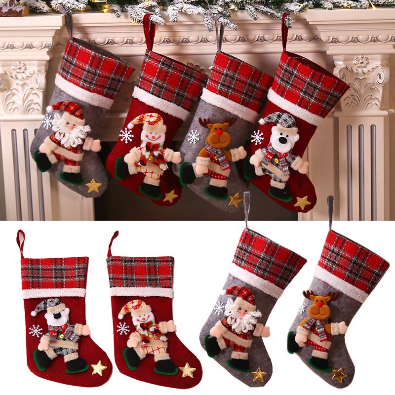 

Christmas Decorations Sock Tree Hanging Pendants Xmas Ornaments Biscuit Candy Storage Bag Year Gift Home Party Decor