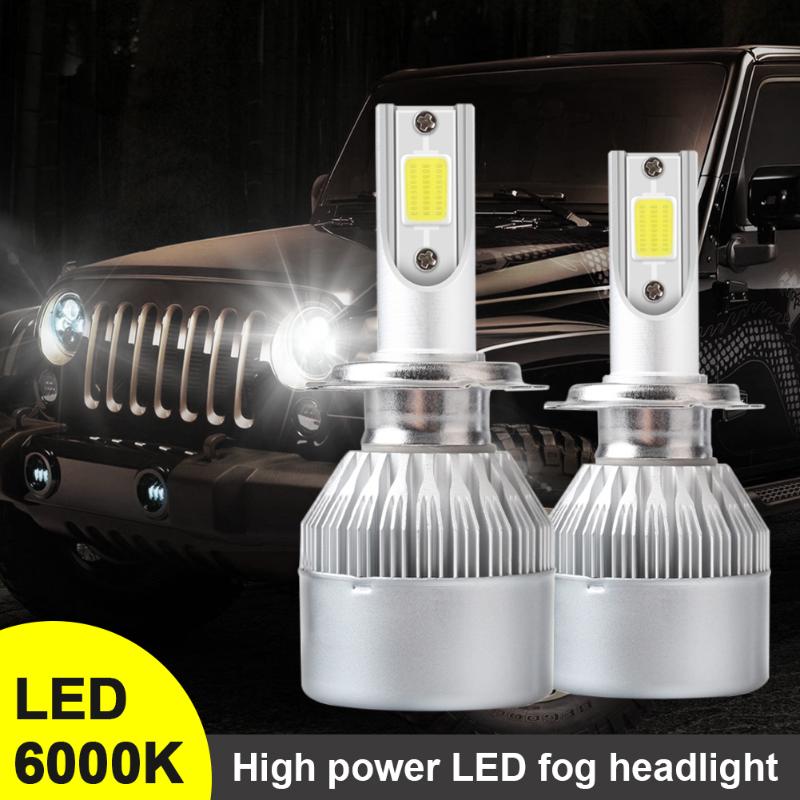 

Car Headlights 1Pair H7 LED Headlight Bulb H1 H8 H9 H11 9005 9012 9-36V 7600LM 6000K White Light 36W COB Auto Waterproof