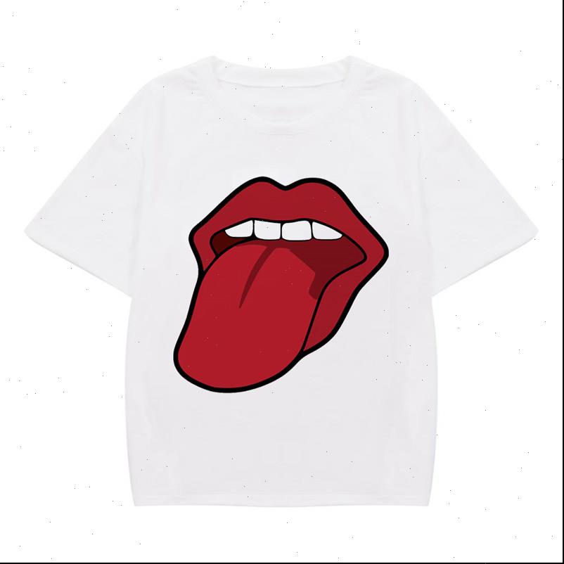 

leopard womens tongue pattern t shirt women casual harajuku thin section streetwear ladies graphic summer female, White