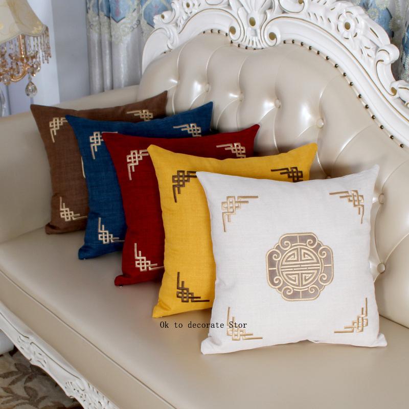 

Cushion/Decorative Pillow Nordic Cushion Patch Embroidery Home Chinese Style Gift Sofa Amazon Case, Bright red