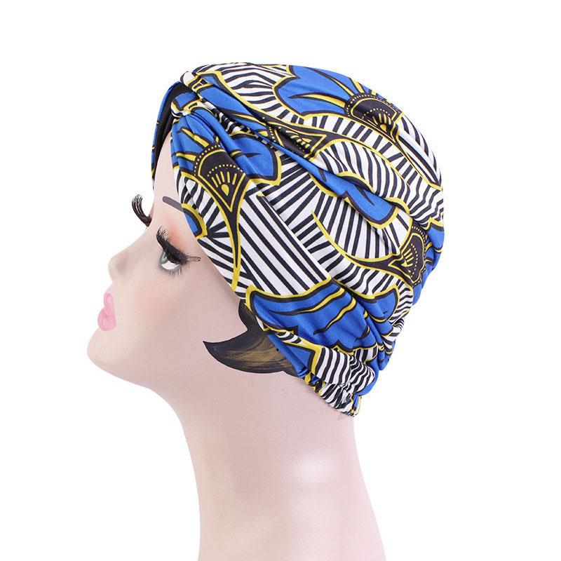 

Beanie/Skull Caps 2021 Western Style Stylish Ladies Warm Turban Printed Baotou Breathable Individual Pullover Hat, Royal blue