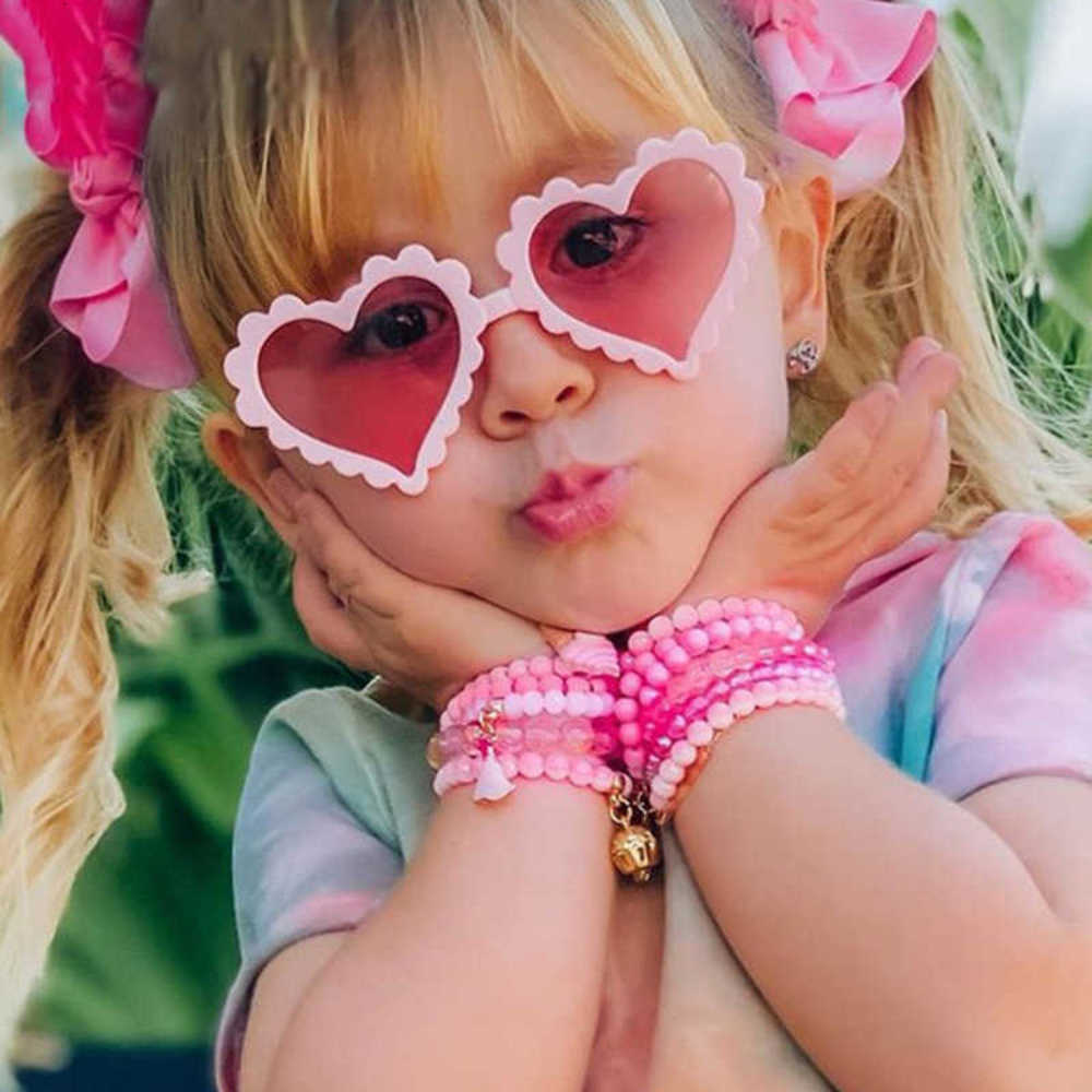 

children cartoon metal sunglasses Fashion Love Sunglasses lovely wave baby, Blue