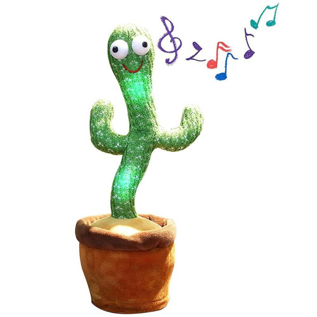 

Cartoon electric plush toy can sing 120 twist dance music luminous cactus recording learn to talk doll
