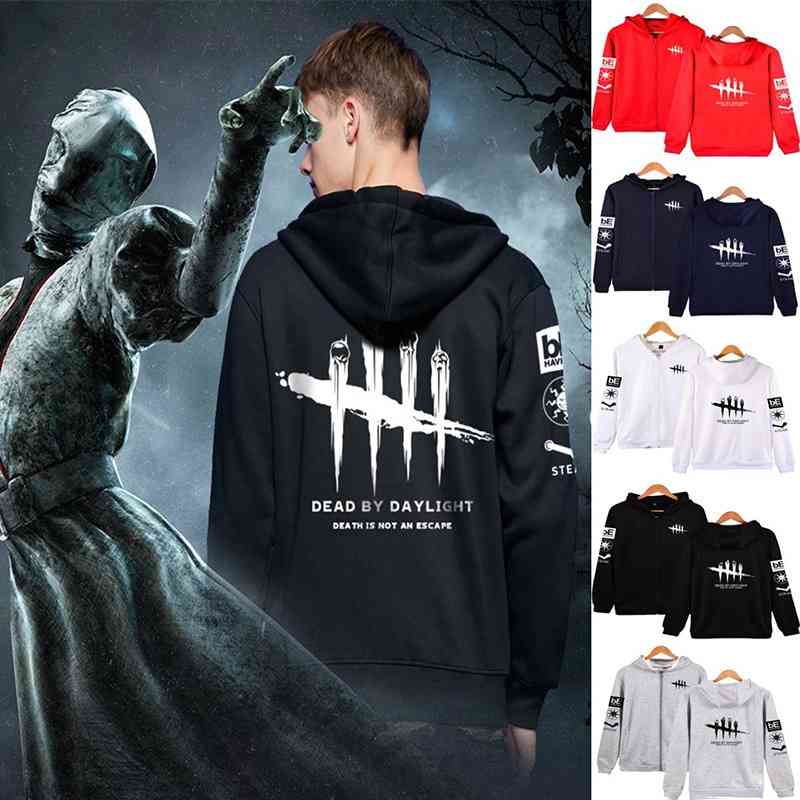 

Men' dawn kill Cosplay Autumn Winter Fleece printed zipper sweater jacket, White