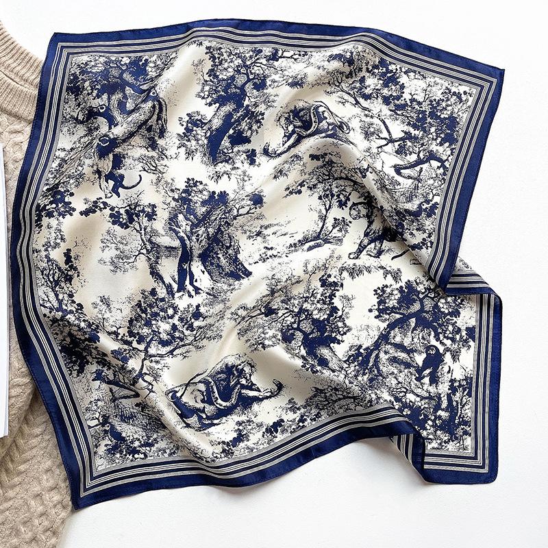 

Scarves 2022 100% Pure Silk Scarf Women Pashmina Foulard Square Small Headband Fashion Print Neckerchief Bandana Hijab