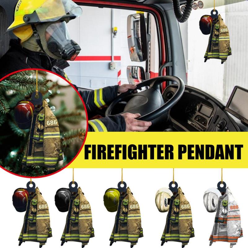 

Christmas Decorations Firefighter Uniform Ornament Personalized Fireman's Surrounding Pendant Tree For Home Decoration