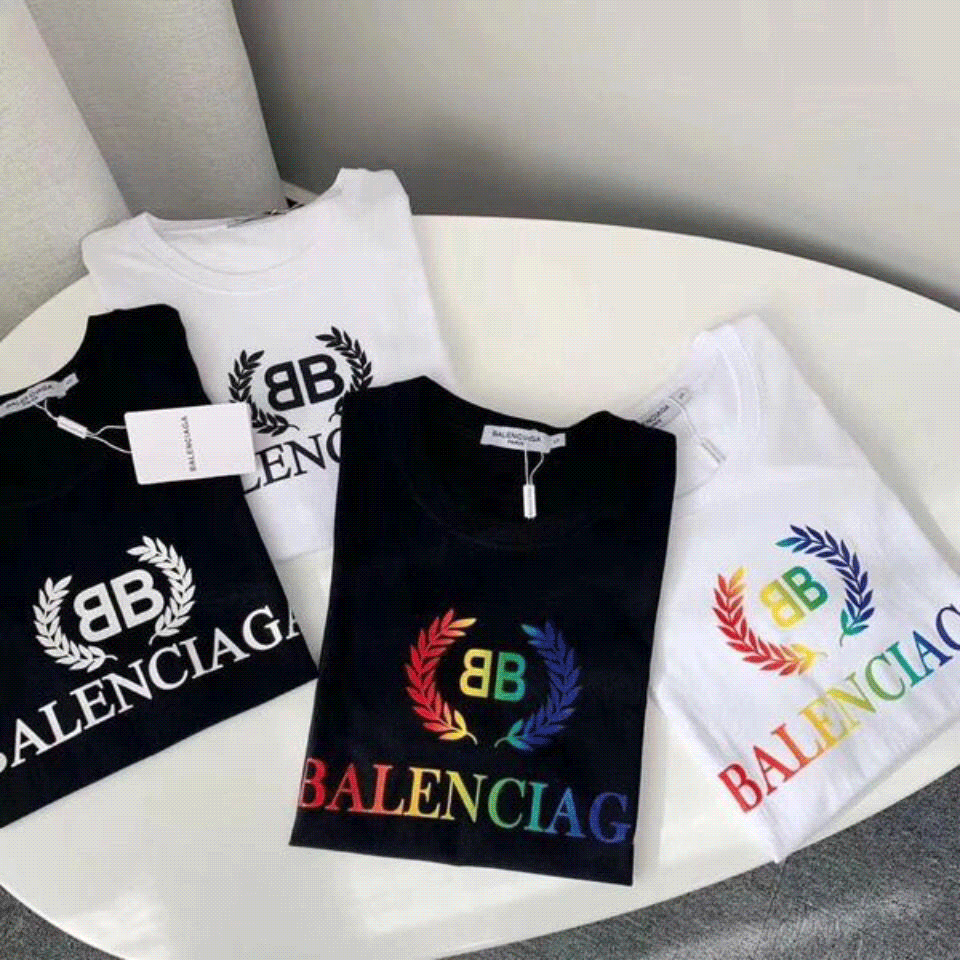

France Balencaiga 2021 summer mens t shirt fashion simple pure cotton black and white Couples clothing casual high-quality letter embroidery, White;black
