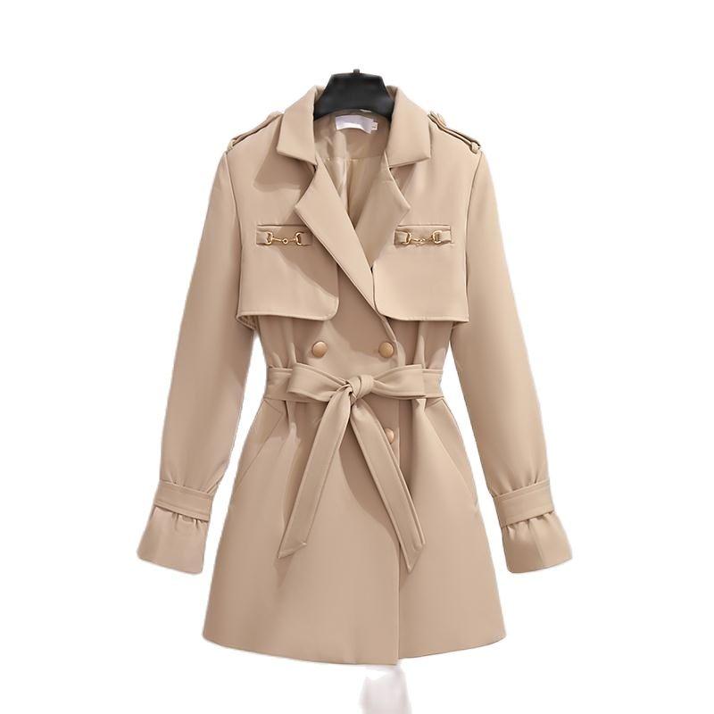 

Women's Trench Coats Fashion Windbreaker Women Jacket Spring Autumn Mid-length Outerwear Loose All-match Slim Casual Coat Female TopsR1696, Tan;black