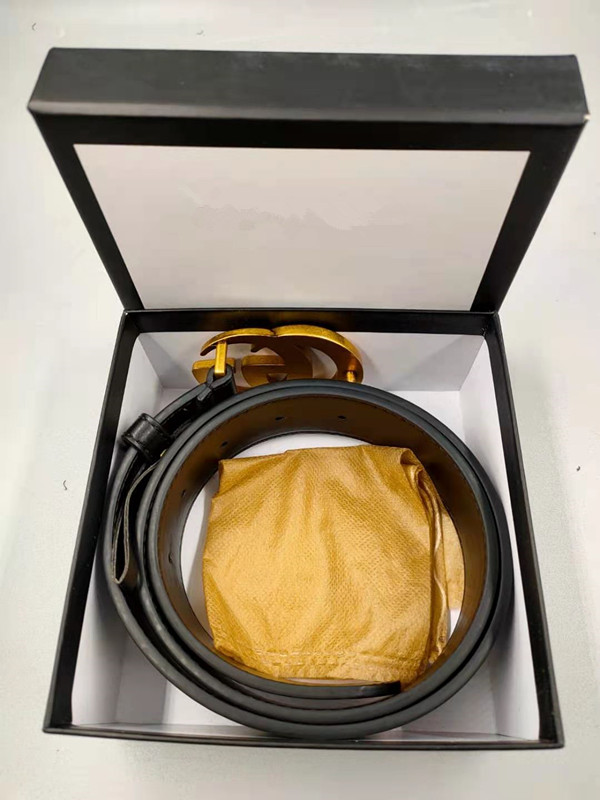 

2021 Fashion G Big buckle genuine leather belt with box designer men women high quality mens belts AAA688, Black;brown