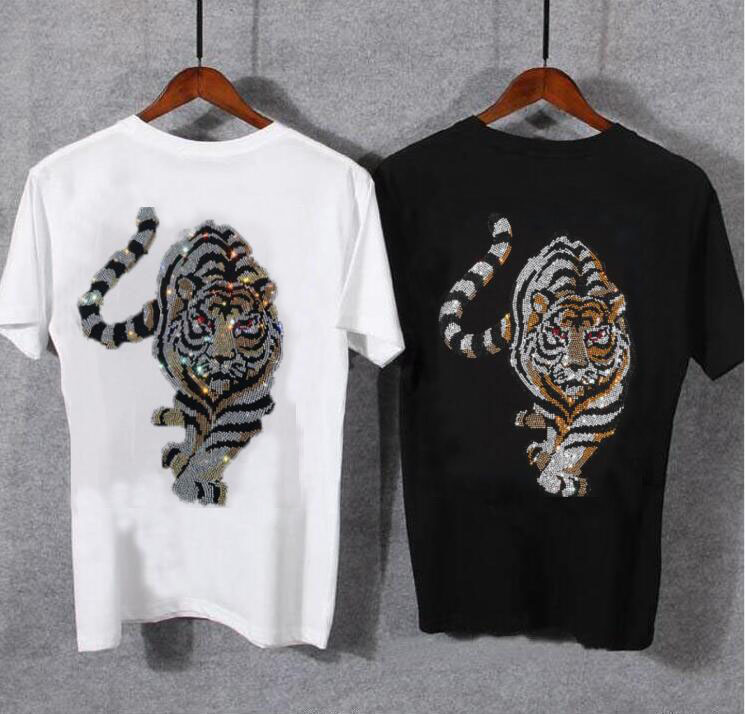 

New Fashion Men's T-Shirts Hot drill short Sleeve Shirt Men Slim fit Designer Casual Brand Male tShirt Size s- 013b, Black
