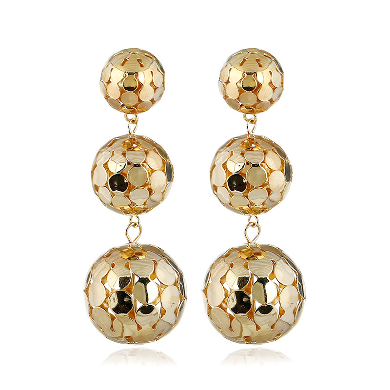 

old color Metal Ball Earrings for Women 2018 Long Dangle Earring Statement Drop Earing vintage bold punk jewelry Wholesale