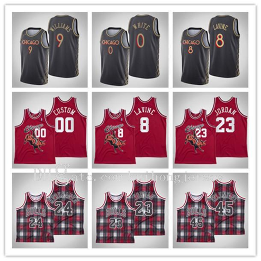 

New Breathabl Basketball Jerseys Mens Youth 2020-21ChicagoBullsZach LaVine 8 Coby White 0 Patrick Williams 9 Black City Jersey