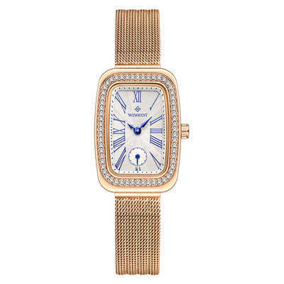

2021 Luxury Brand Women Watches Quartz Fashion Ladies Watch With Rhinestone Rectangle Bracelet Watch Women Diamond Wristwatch H1012, Slivery;brown