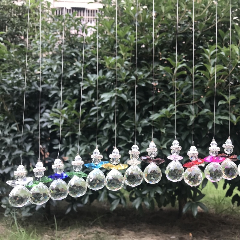 

12PCS 20mm Crystal Ball Pendant Rainbow Maker Hanging Guardian Angel Suncatcher Handcrafts Christmas Glass Ornaments Home Wedding Decor