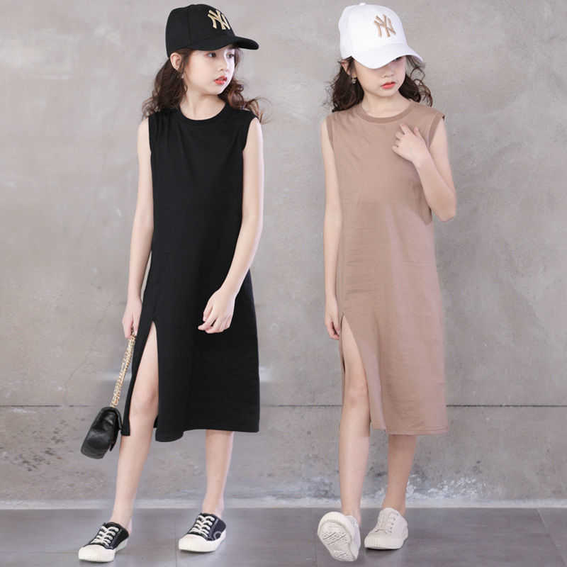T-shirt Dress Girls of Summer 2021 New Child Dresses Casual Elegant Vest Princess Dress Children&#039;s Clothing 10 To 12 Years Old-image-702421317