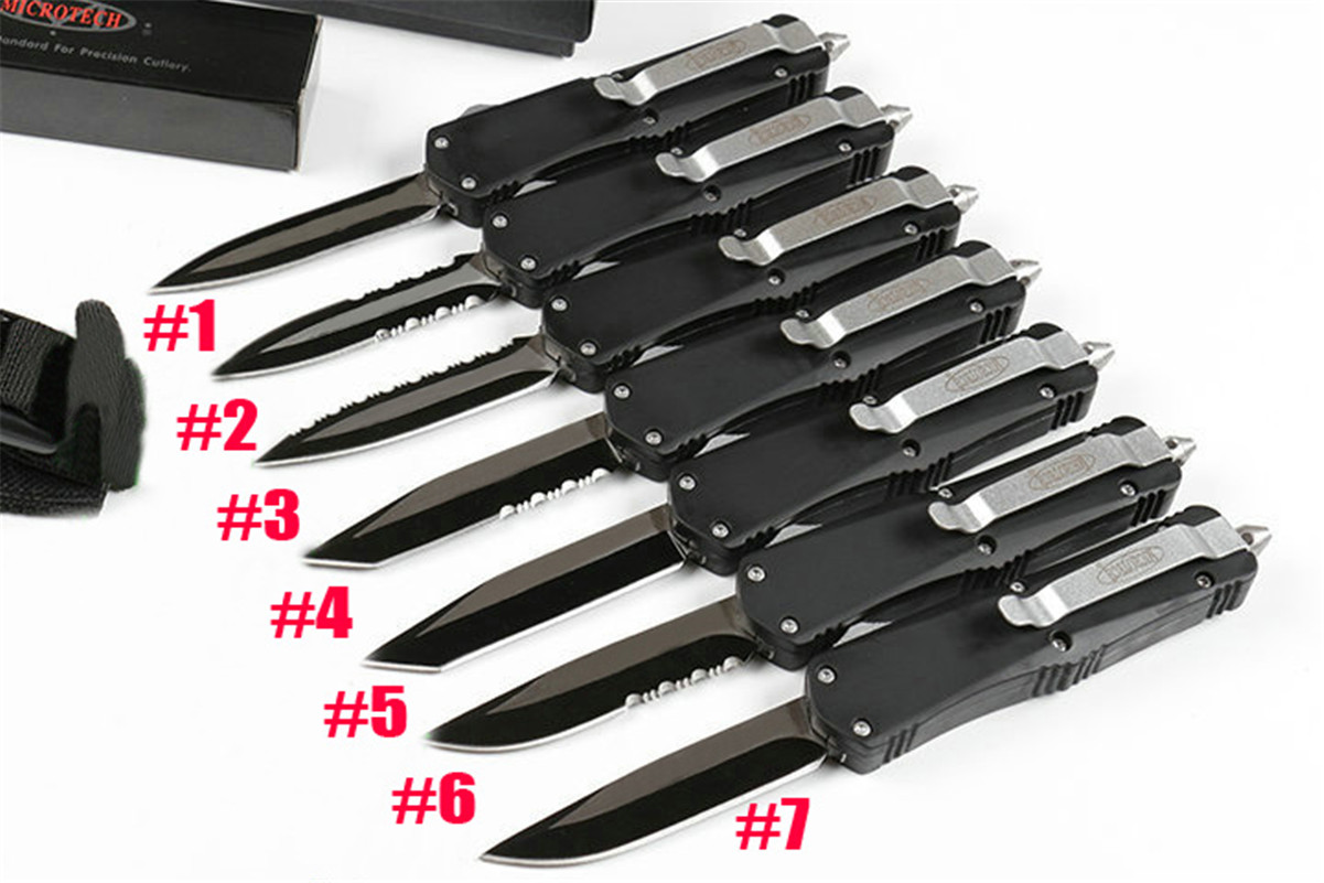 

Microtech A07 AUTO Tactical Knife 440C Single Edge Drop Point Blade EDC Pocket Automatic Knife Survival Gear With Plastic Box Package