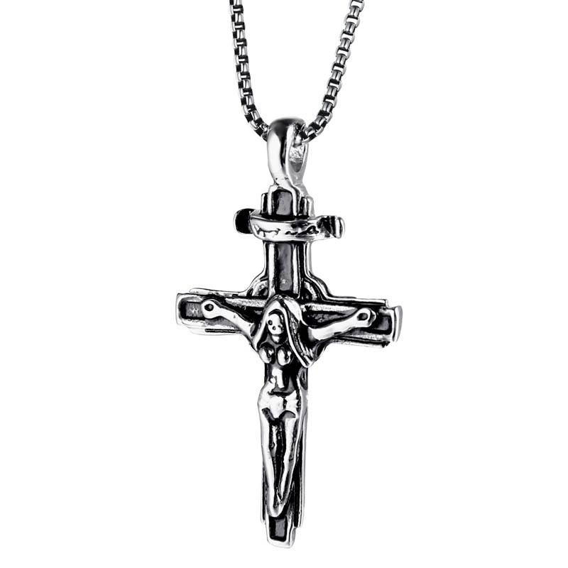 

Pendant Necklaces Retro Virgin Mary Cross Necklace For Men Woman Jesus Of Mother Stainless Steel Religious Jewelry
