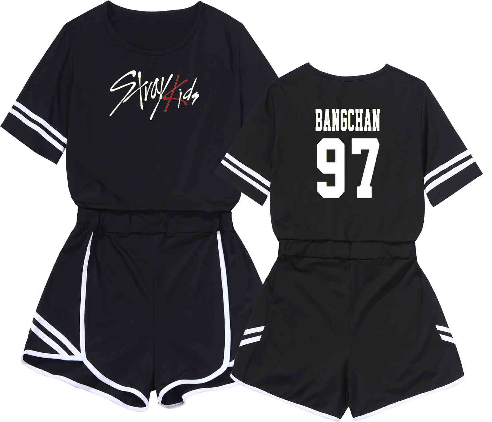 

2019 Two Piece Set Women Straykids Pity Twinset Motion Suit Suit-dress Leisure Time Self-cultivation Short Skirt Stray Kids X0428, Gray