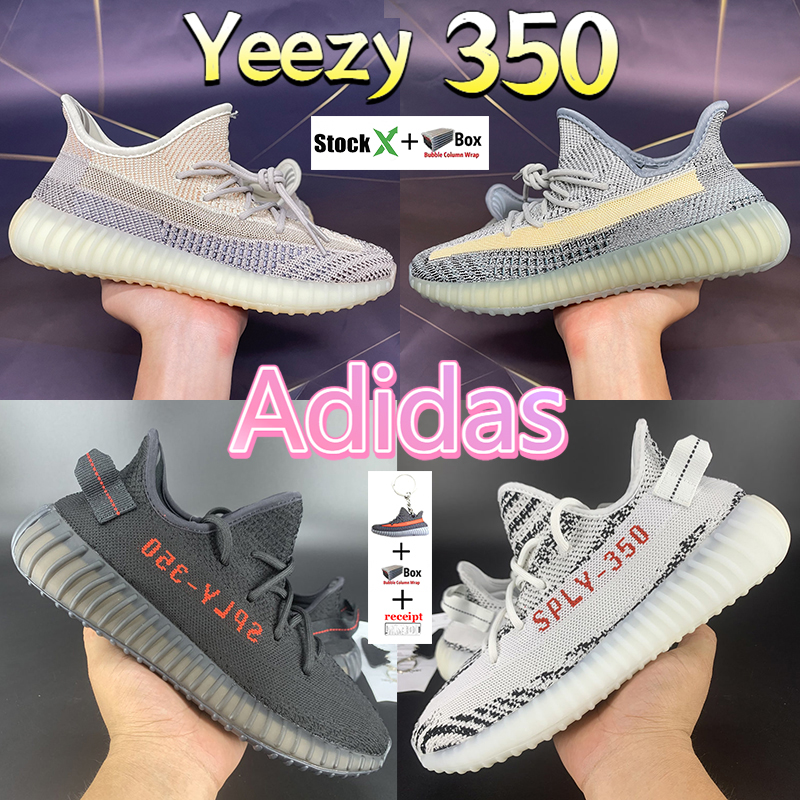 

With box Ash pearl blue kanye west running shoes Bred Zebra Natural Sand taupe Cinder Linen Black Static Reflective sneakers men women trainers, #49-double box