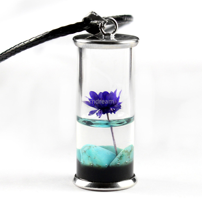 

Natural Stone Pond Scenery Flower Daisy Necklace Time Wishing Bottle Pendant Necklaces for Women Children Fashion Jewelry Will and Sandy
