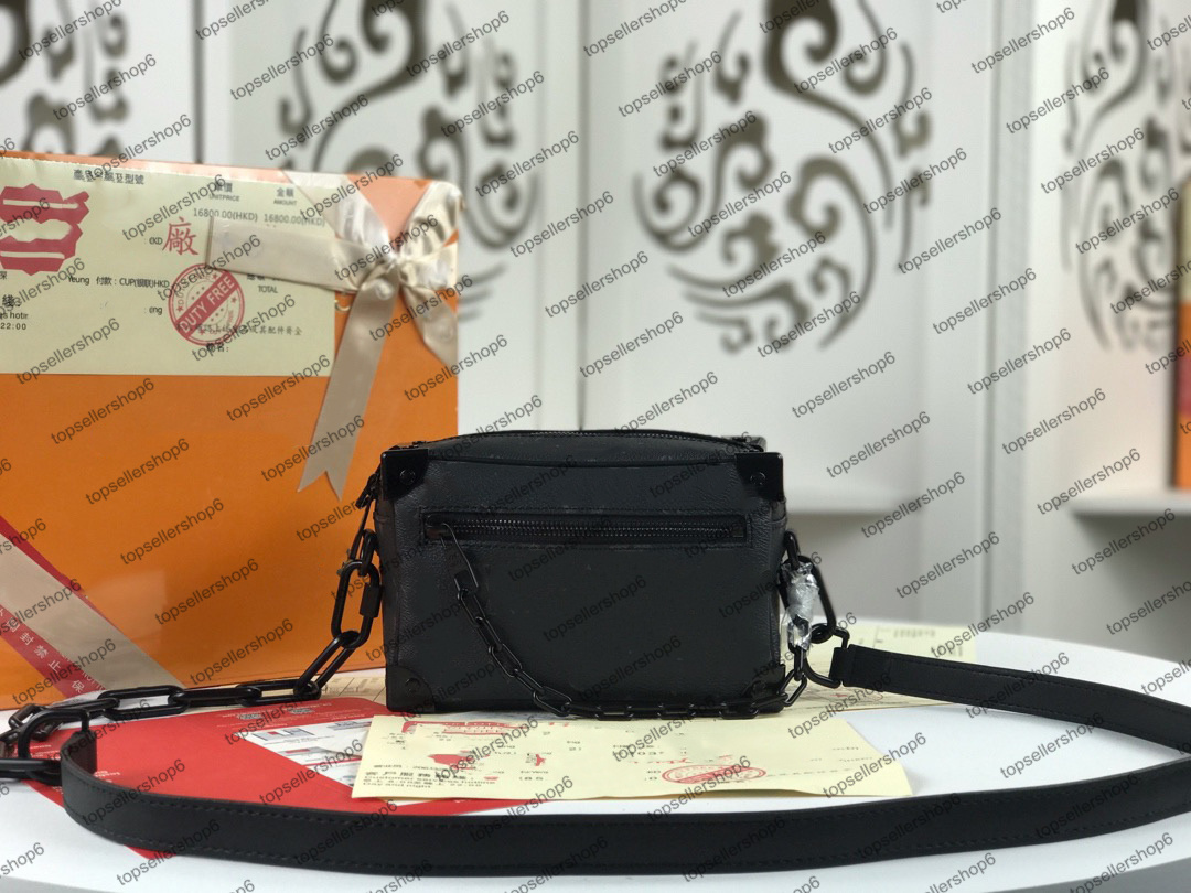 

MINI SOFT designer men women bag canvas embossed print genuine calf-leather Chain box cross-body shoulderbag purse handbag clutch M44735, Invoice