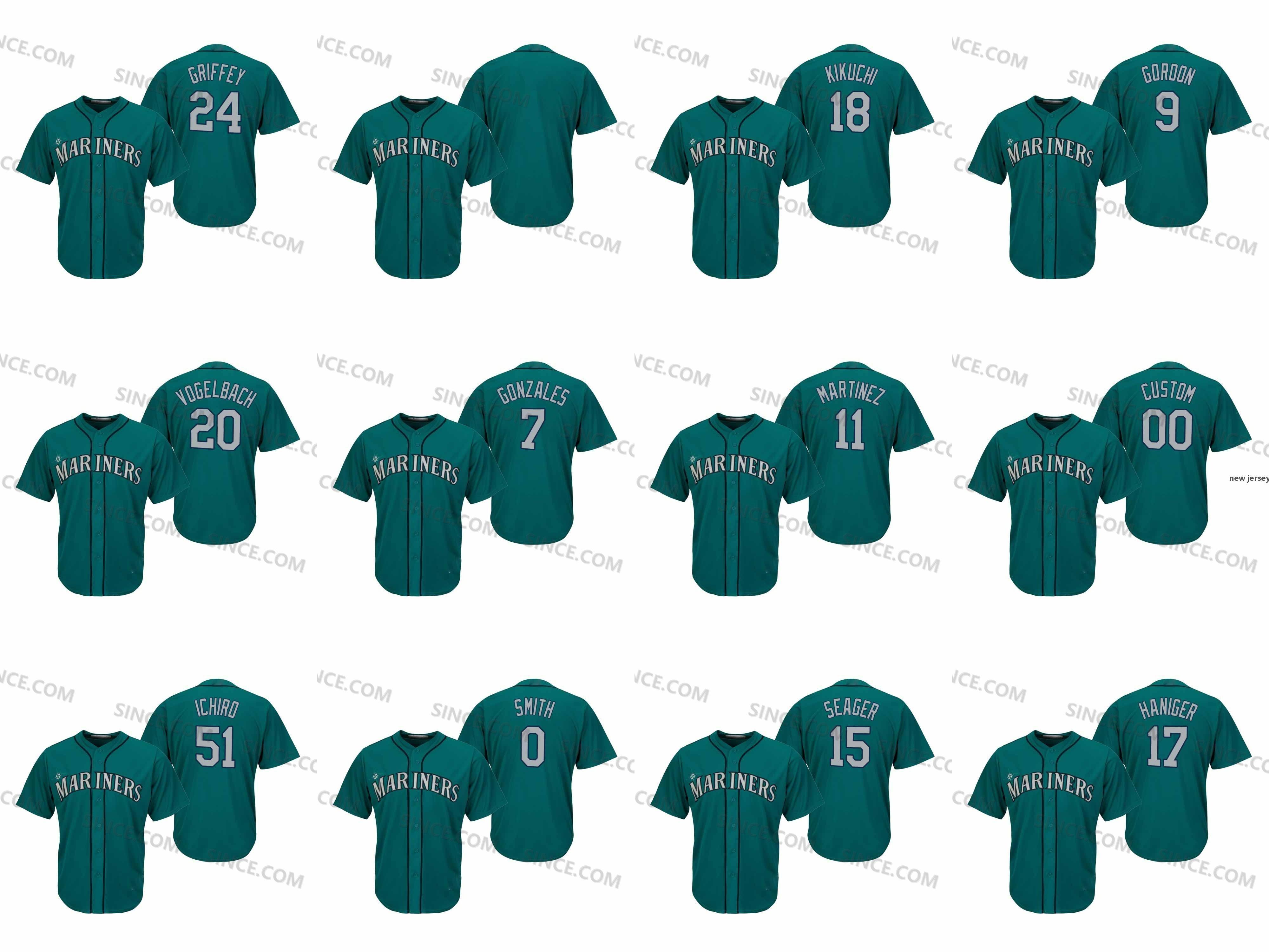 

Seattle Men #24 Ken Griffey Jr. 51 Mariners Ichiro 11 Edgar Martinez Women Youth Collection mariners Custom Jersey Stitched S-6XL