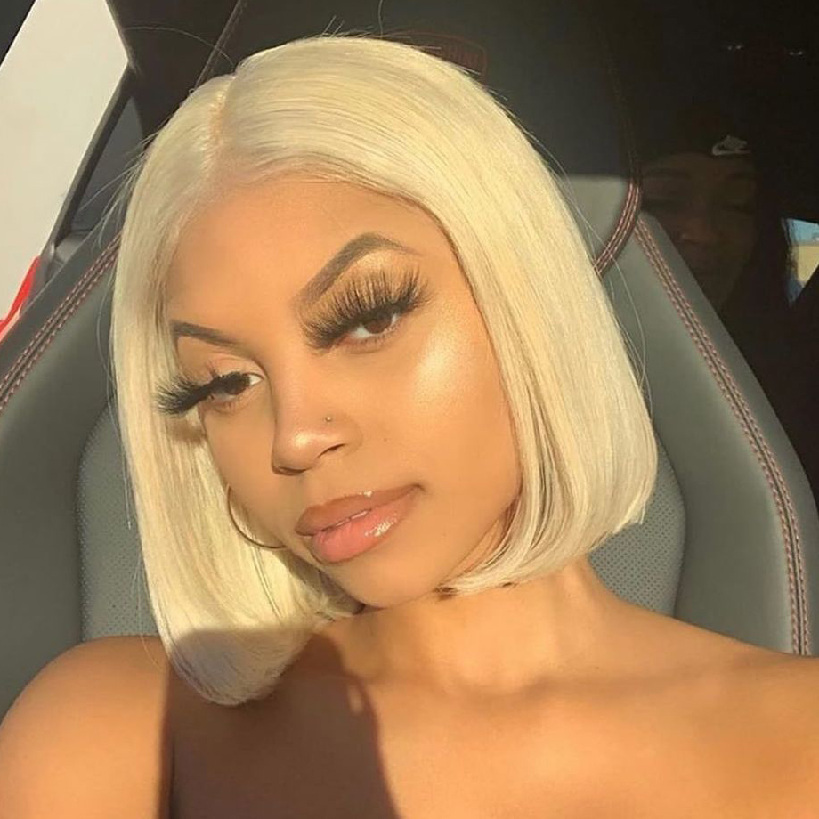 

14inch Honey Blonde Bob Wig Lace Front Human Hair Wigs for Women Colored Lace Frontal Wig Hd Straight Short Bob Highlight Wig, As the picture shows
