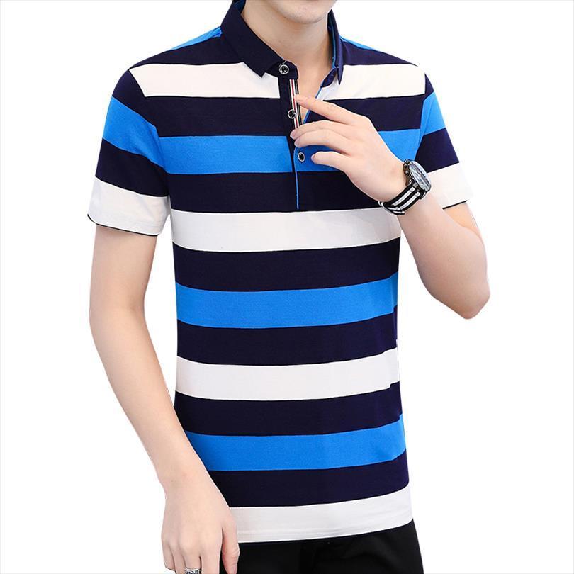 

brand striped shirt summer cotton men polos turn down collar breathable business tee hombre m 4xl, White;black