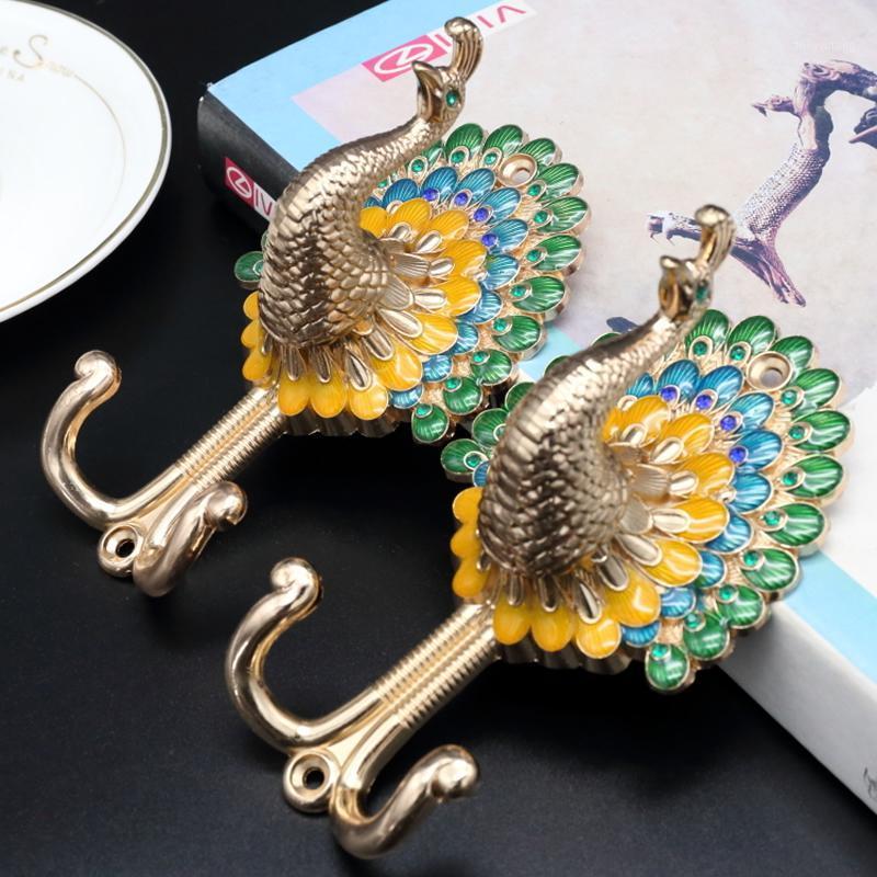 

Hooks & Rails Beautiful Peacock Metal Wall Decoration Hook Classical Key Hat 2pc