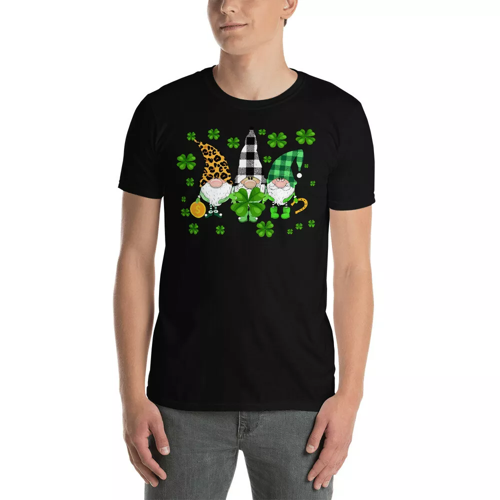 

Irish Gnomes Leprechaun Green Plaid Cute St Patrick's Day Gnomes Lover T-Shirt, White;black