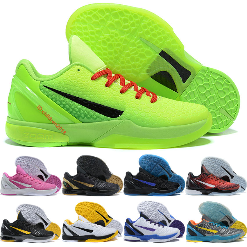 

Bryant 6 VI Mens Basketball Shoes 2020 Grinch Dark Knight Concord Black Del Sol BHM Prelude 6s Big Babys Outdoor Trainers Size 7-12