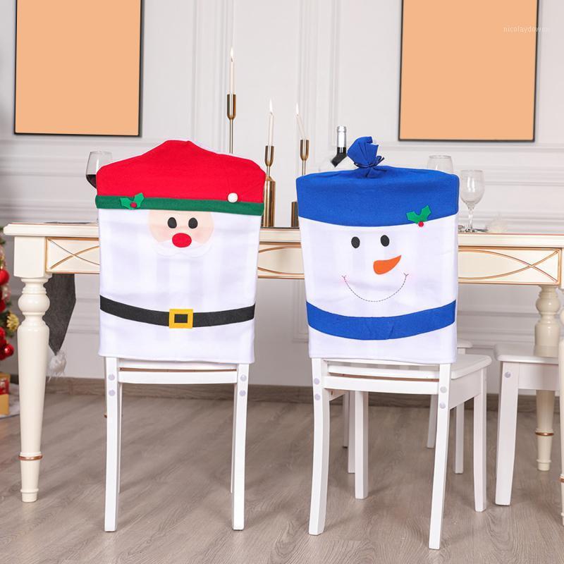 

Chair Covers Cartoon Santa Hat Christmas Decor Non-woven Fabric Dinner Xmas Cap Sets Table Back