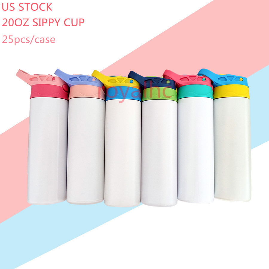 

Local Warehouse 20oz Sublimation Sippy Cups Kid Tumblers Flip Lid Water Bottle Stainless Steel Double-Wall Insulated Vacuum Easy Sub Drinking Milk Mugs in Bulk, 20oz sublimation sippy tumbler