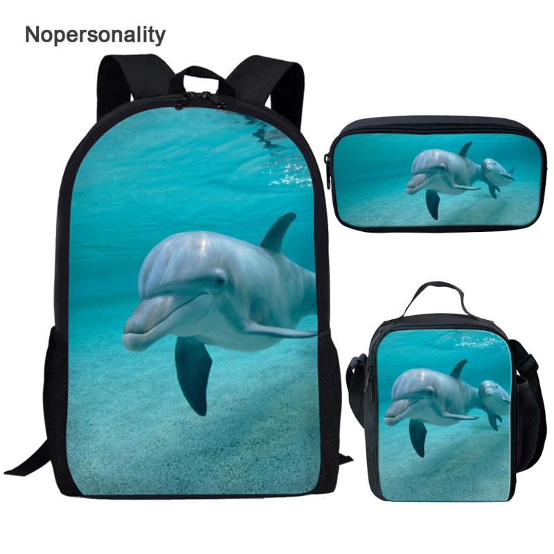

Nopersonality Ocean Style Dolphin Print School Bags For Children Cute Child Kids Shoulder Book Girls Student Schoolbags